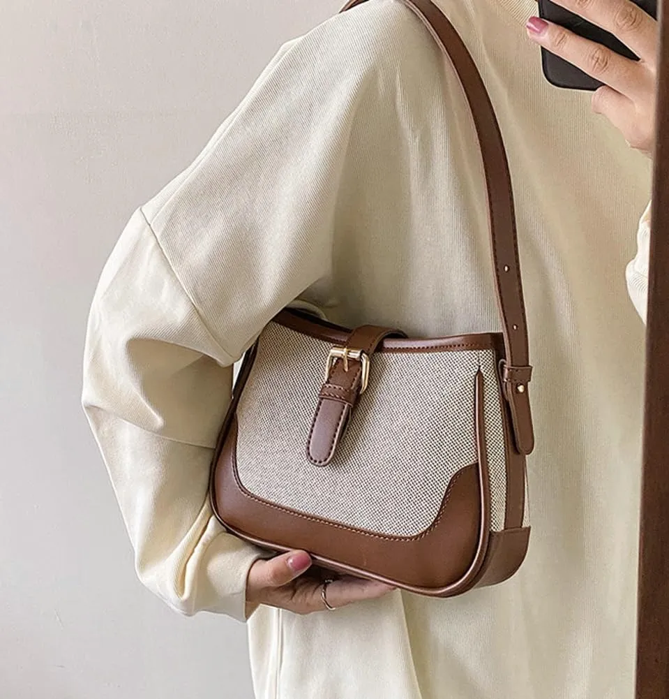 Women's Vegan Leather Purses Trendy Crossbody Purse Vintage Shoulder Handbags Clutch Underarm Tote Designer Bags