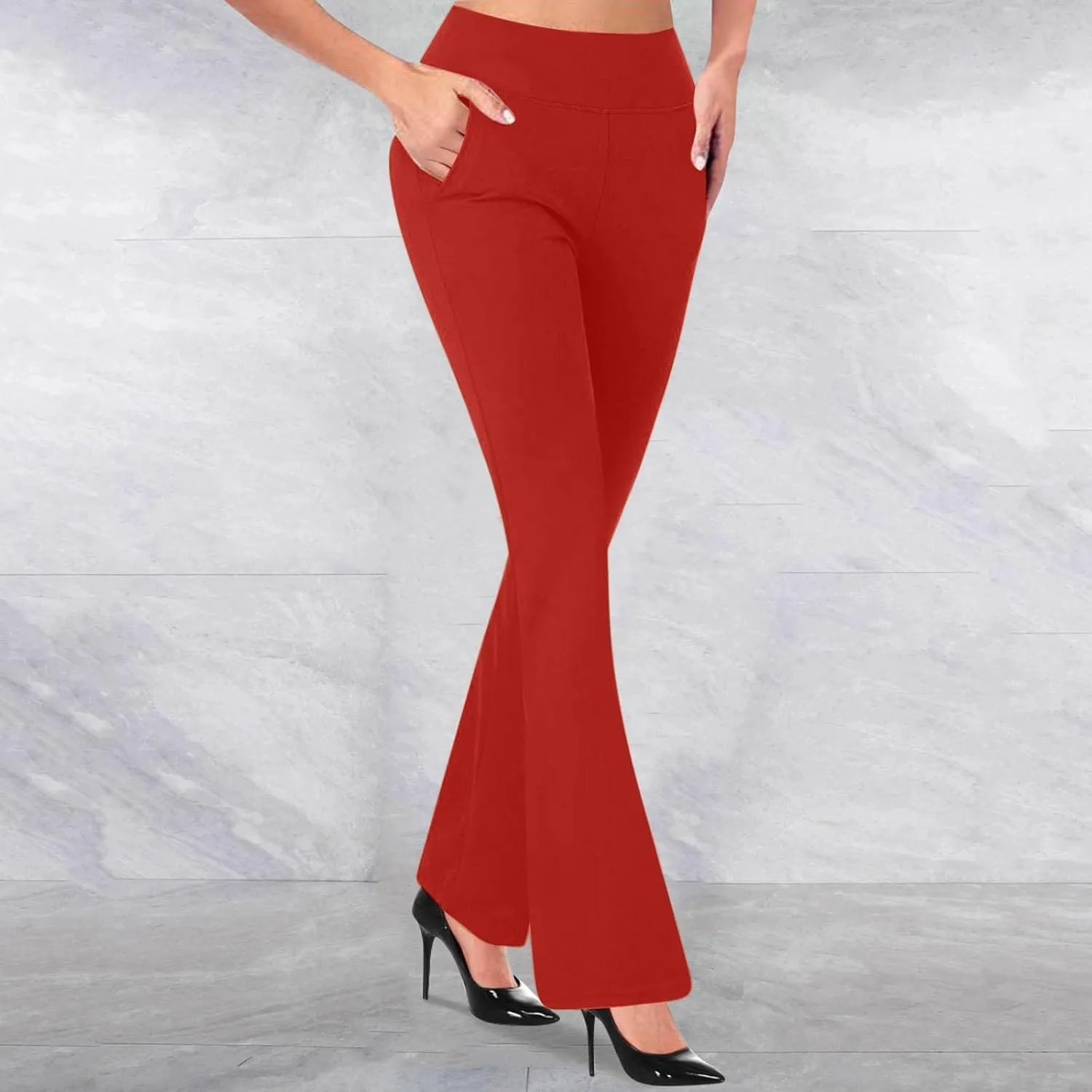Work Slacks for Women 2025 Knit High Waist Office Dress Petite Yoga Pants Business Casual Pant Trousers Pantalones