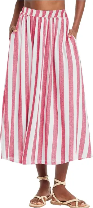 Xiaojmake Womens Wide Leg Palazzo Pants Linen Drawstring Cropped Trousers Y2K A Line Flowy Pants Striped High-Waist Culottes