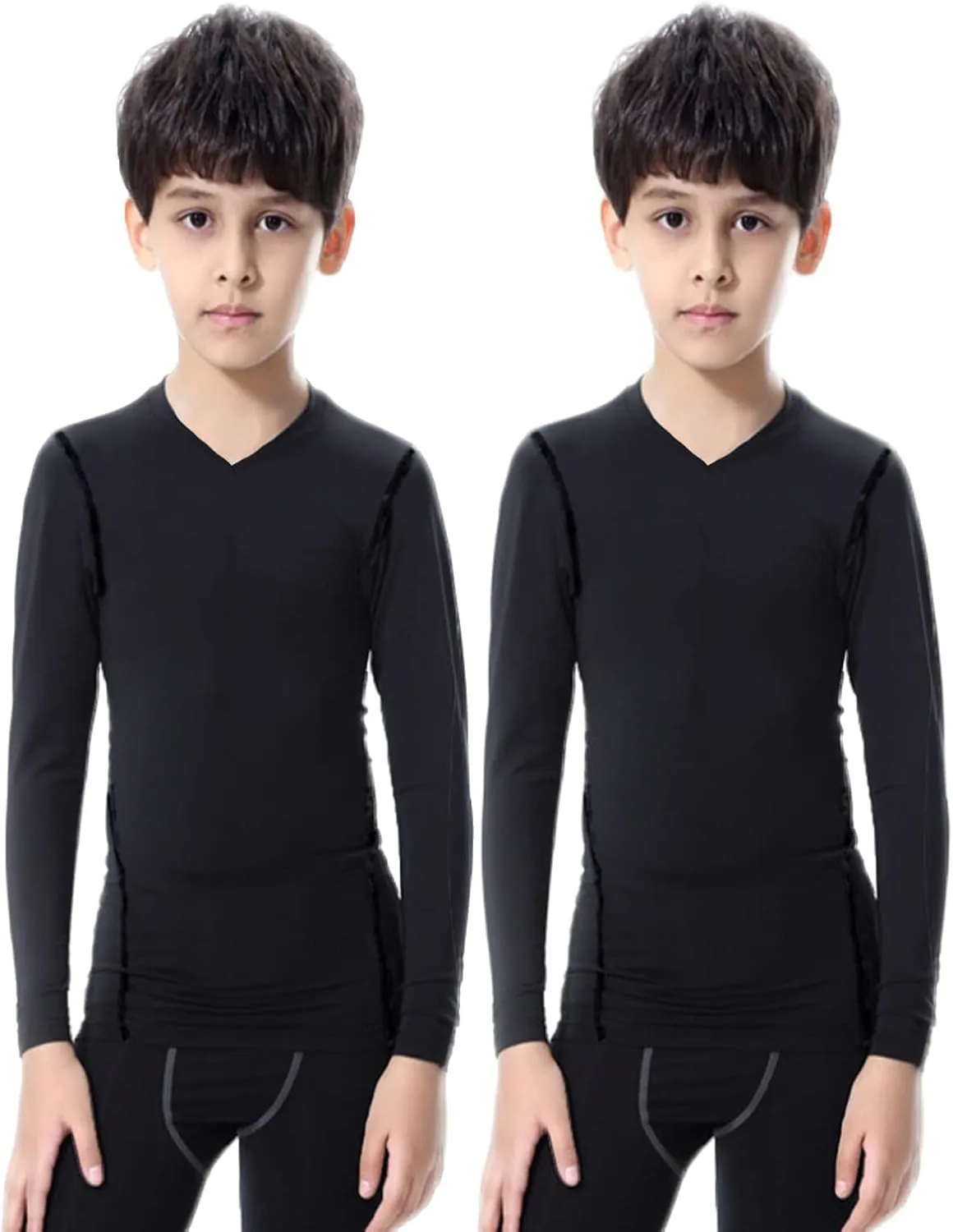 Youth Boys Compression Shirt Long Sleeve Athletic Football Undershirt Baseball Sun Shirts Quick Dry Sports Baselayer