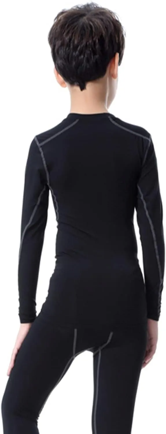 Youth Boys Compression Shirt Long Sleeve Athletic Football Undershirt Baseball Sun Shirts Quick Dry Sports Baselayer